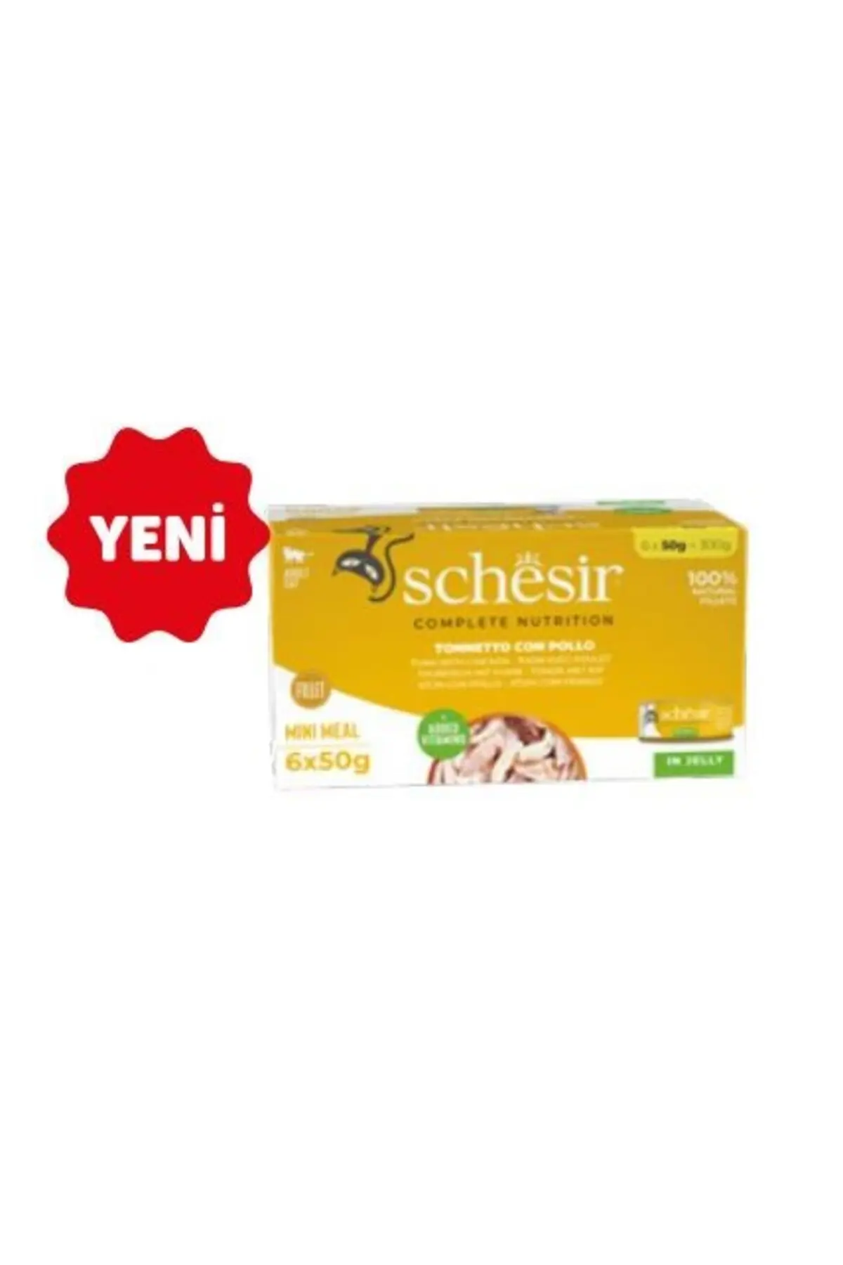 Schesir Jöle İçinde Ton Balıklı ve Tavuklu Yetişkin Kedi Konservesi 6x50gr
