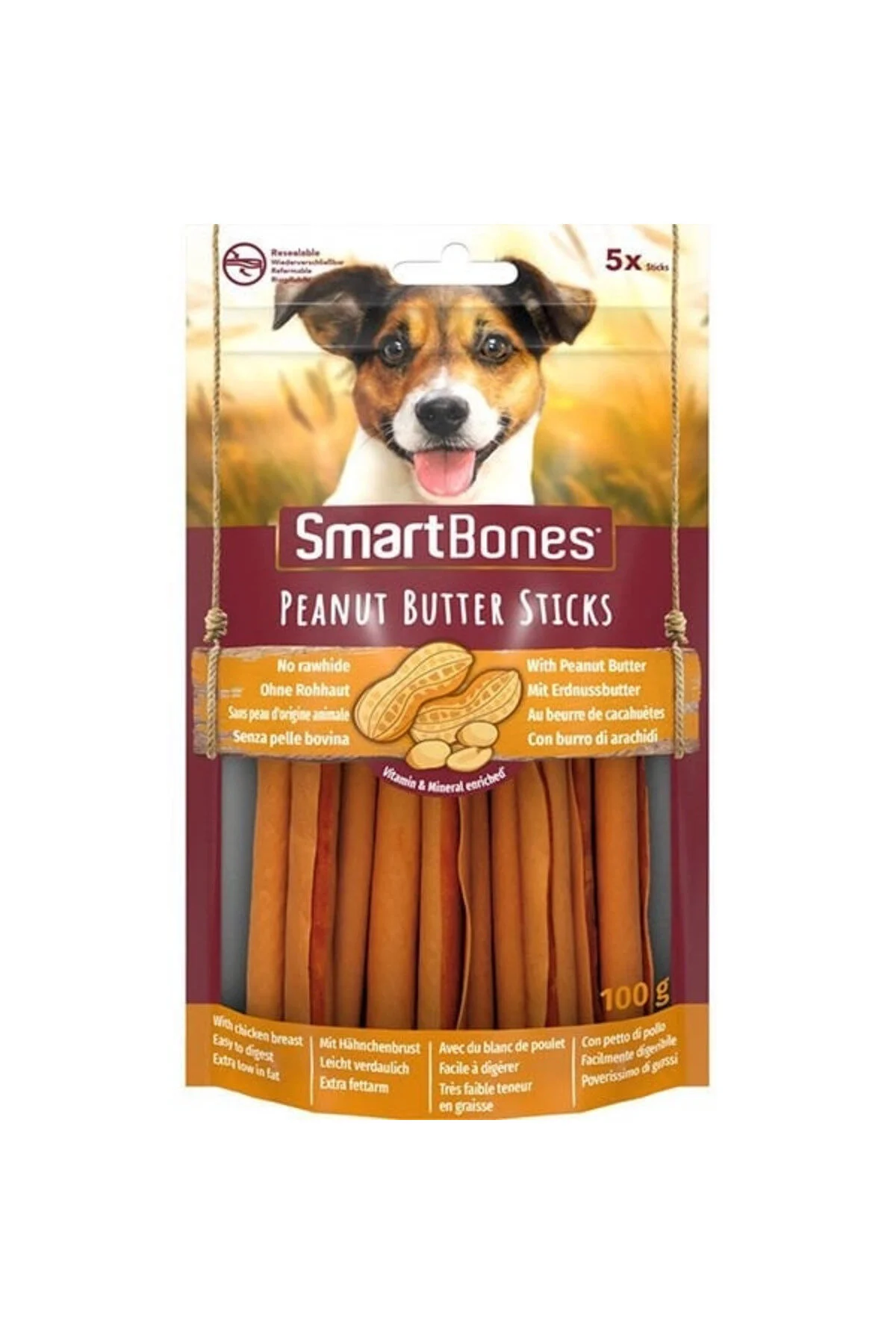 SmartBones Tavuk ve Fıstık Ezmeli Stick Köpek Ödülü 100 Gr