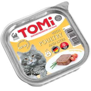 Tomi Pate Kümes Hayvanlı ve Ciğerli Yetişkin Kedi Konservesi 100gr