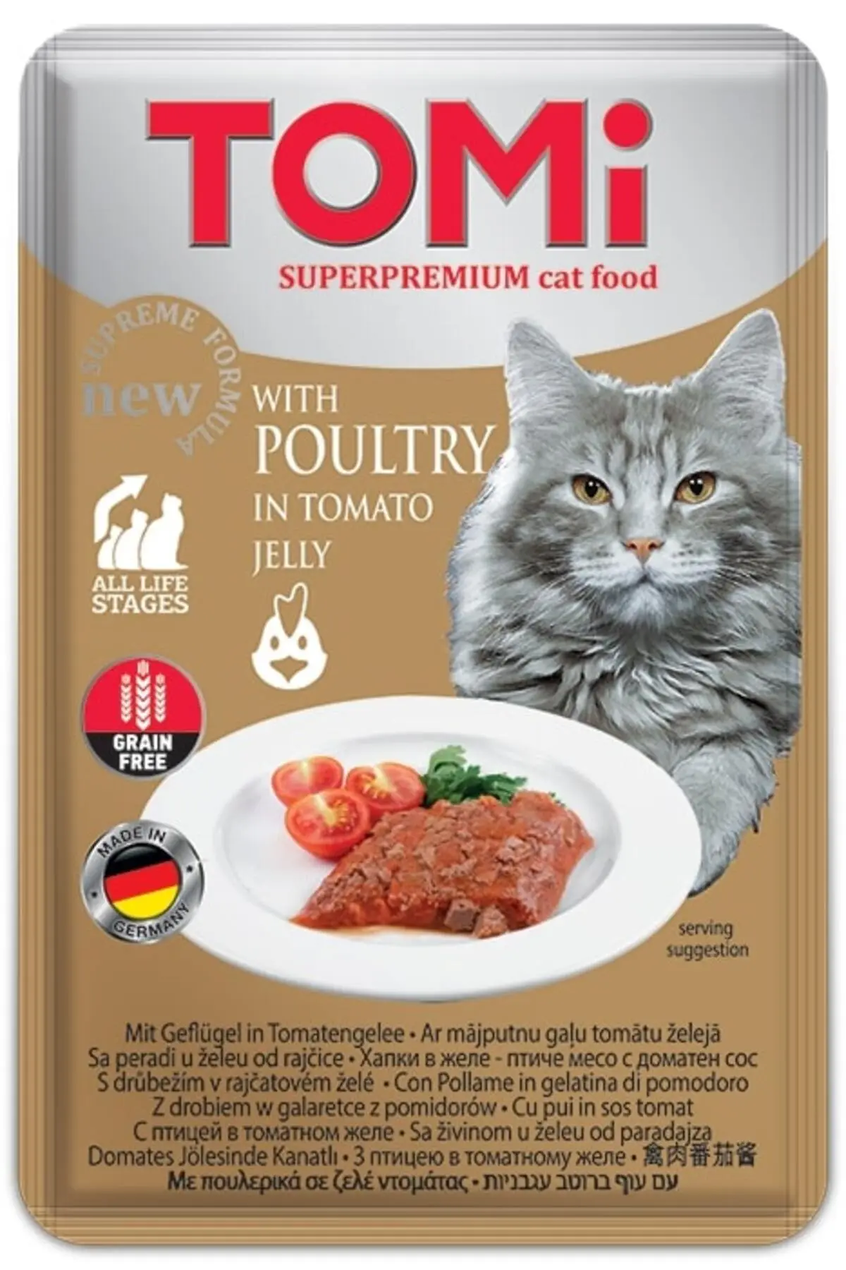 Tomi Pate Kümes Hayvanlı ve Domatesli Yetişkin Kedi Konservesi 100gr