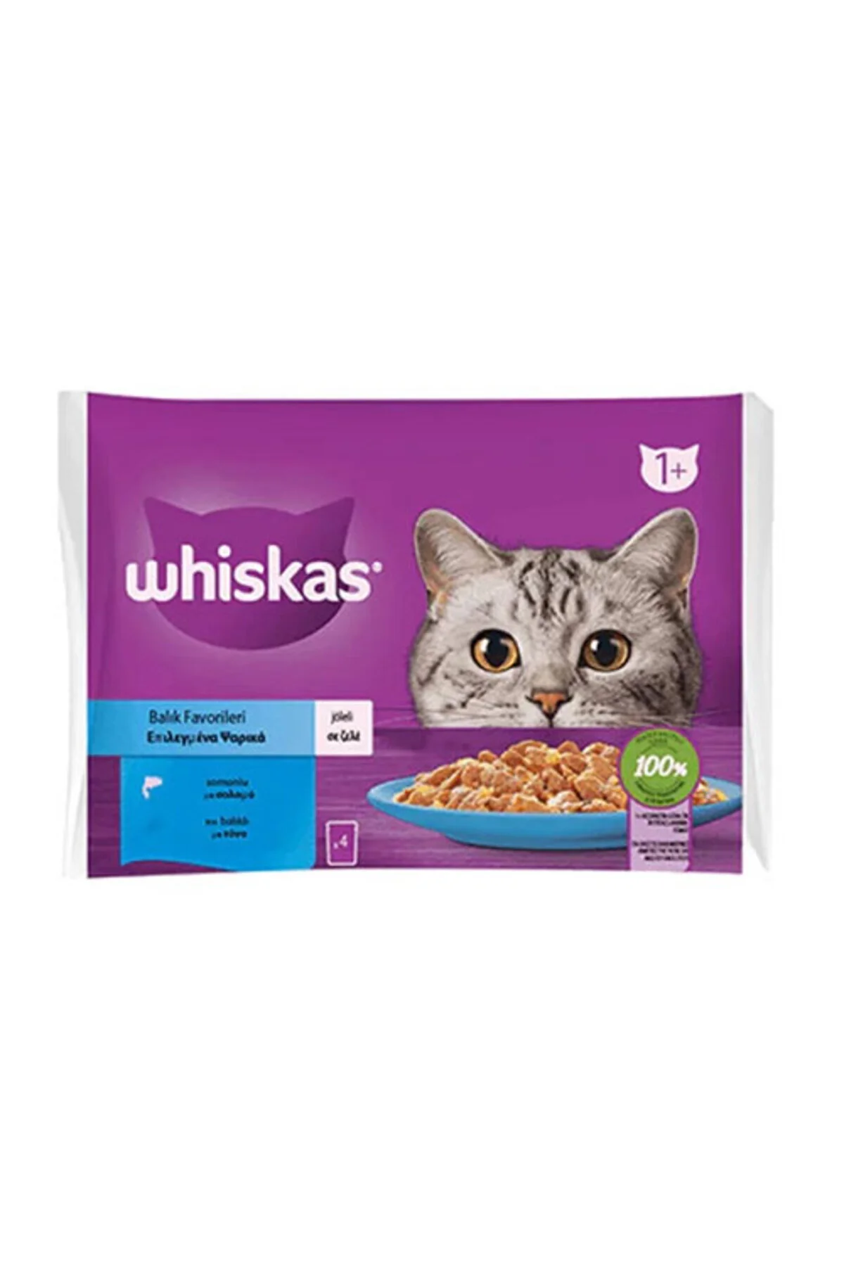 Whiskas Pouch Jöle İçinde Somonlu ve Ton Balıklı Yetişkin Kedi Konservesi 4 Adet 85 Gr